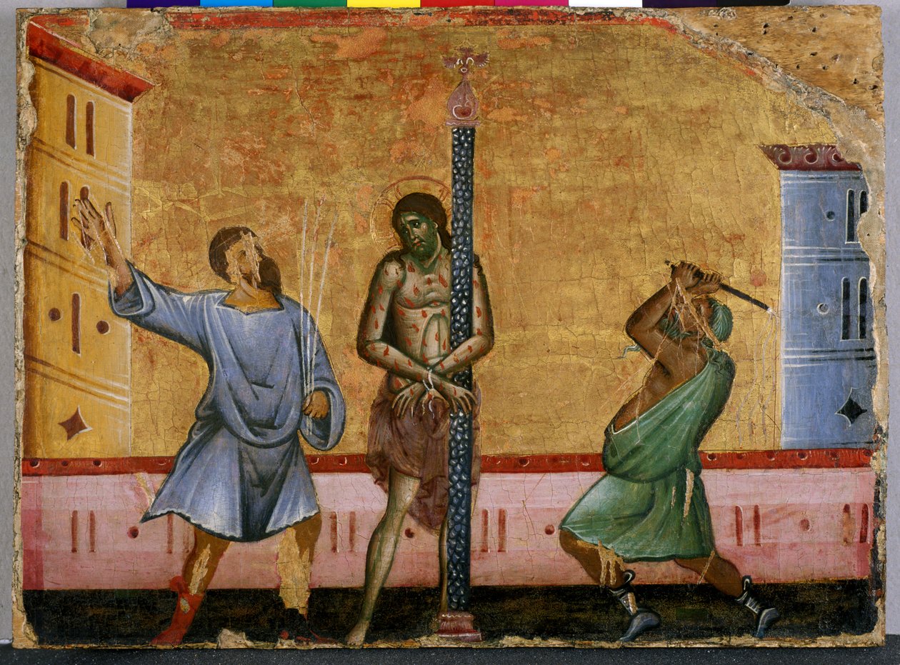 The Flagellation of Christ (tempera on wood) 作者 吉多·达·锡耶纳（Guido da Siena）