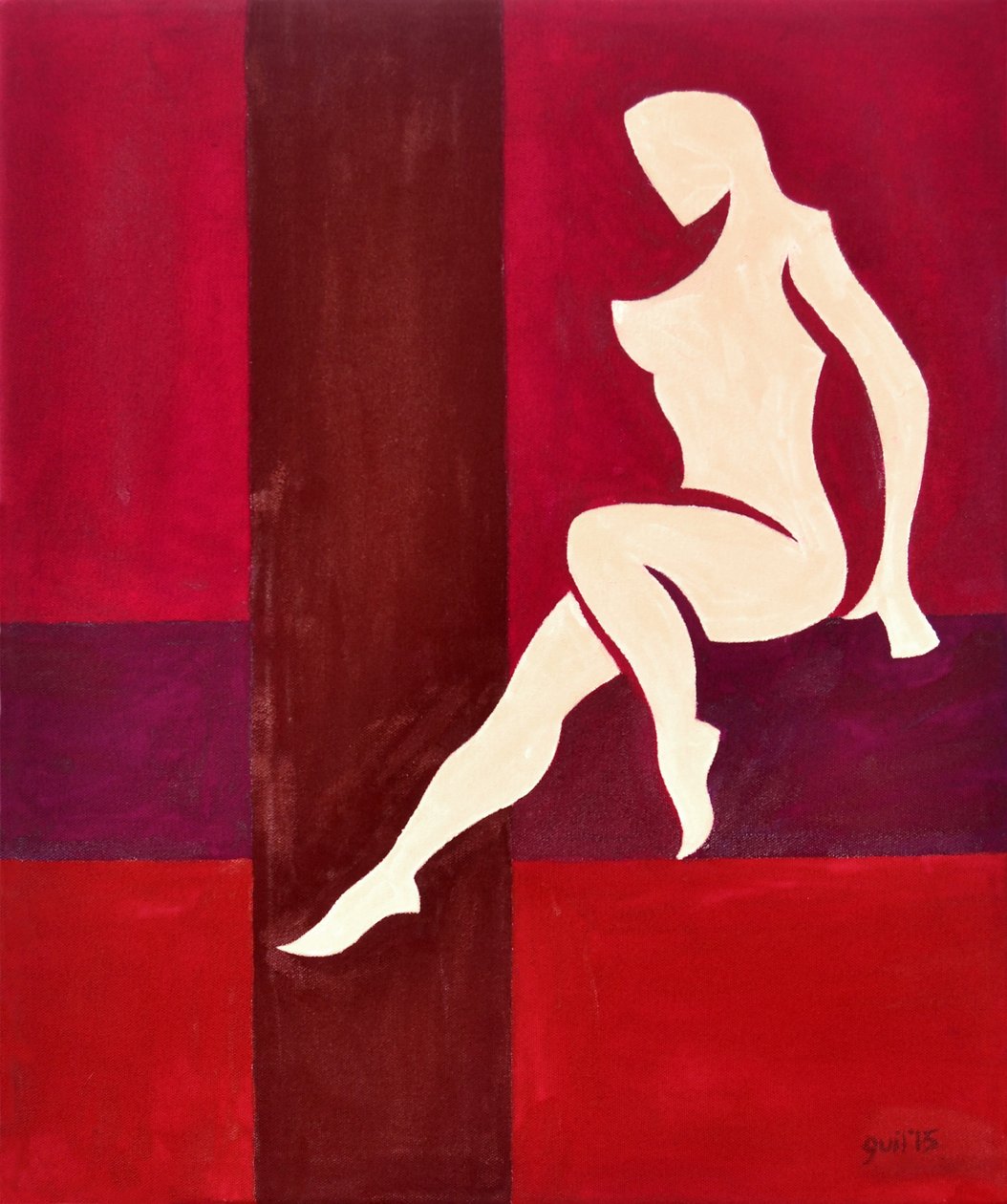 勇敢如爱（身着闪亮的金属紫色盔甲巍然屹立），2015 年（布面油画） 作者 吉尔赫姆·庞特斯（Guilherme Pontes）