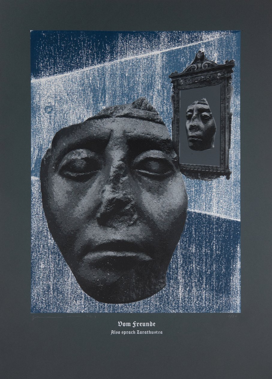 论友谊》，《查拉图斯特拉如是说》，2024 年（木刻和丝网版画） 作者 吉尔赫姆·庞特斯（Guilherme Pontes）