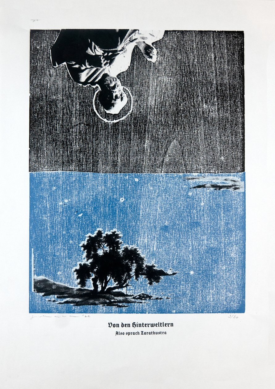论《查拉图斯特拉如是说》后记，2023 年（木刻和丝网版画） 作者 吉尔赫姆·庞特斯（Guilherme Pontes）