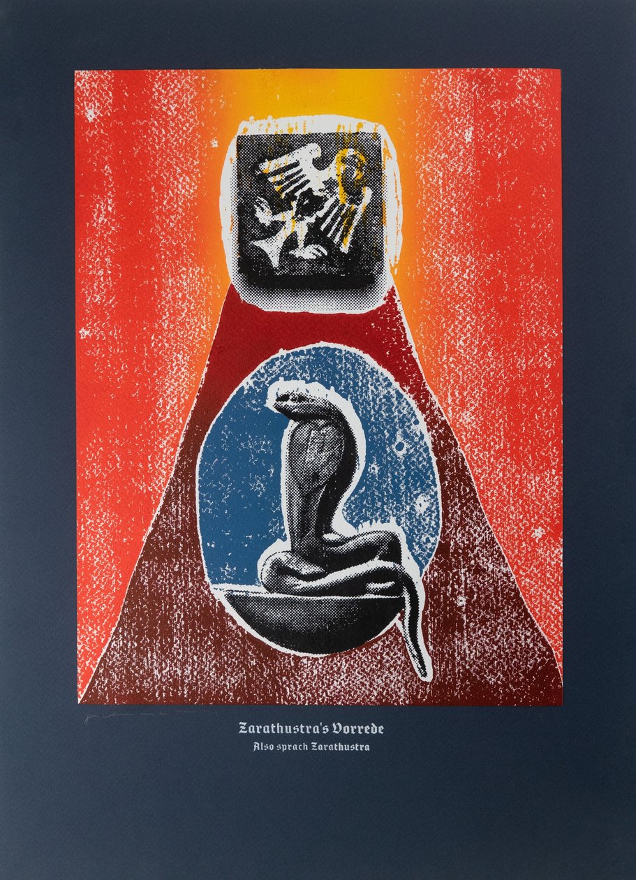 序言，《查拉图斯特拉如是说》，2022 年（木刻和丝网版画） 作者 吉尔赫姆·庞特斯（Guilherme Pontes）