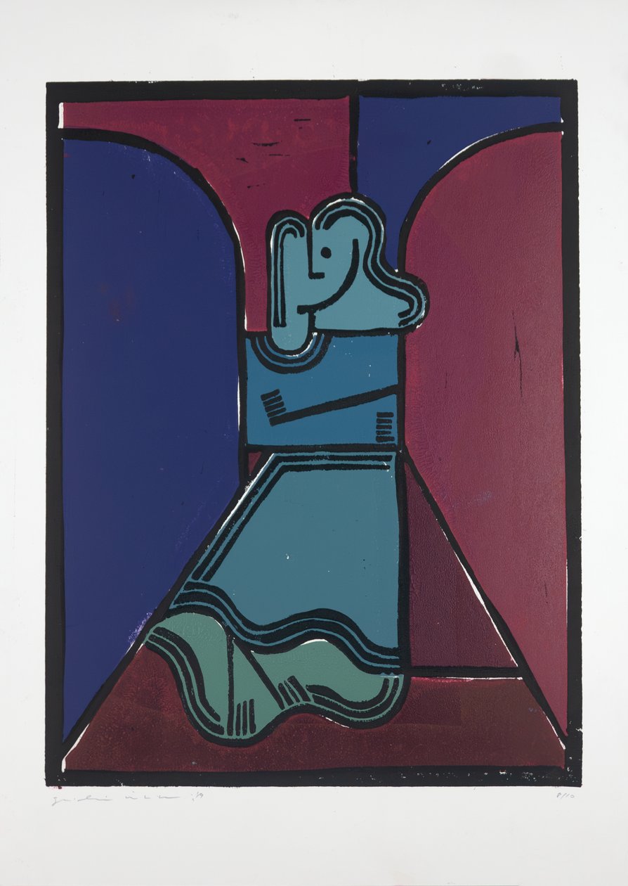 拱门下的女人，2019（油毡版画） 作者 吉尔赫姆·庞特斯（Guilherme Pontes）