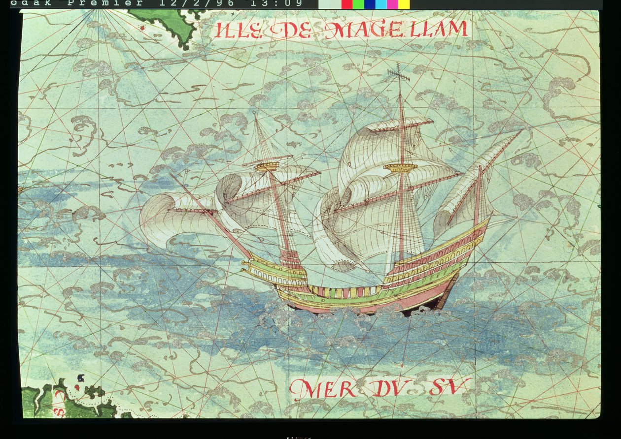 F.41v A Caravel，详细信息来自&39;Cosmographie Universelle&39;，1555 作者 Guillaume Le Testu