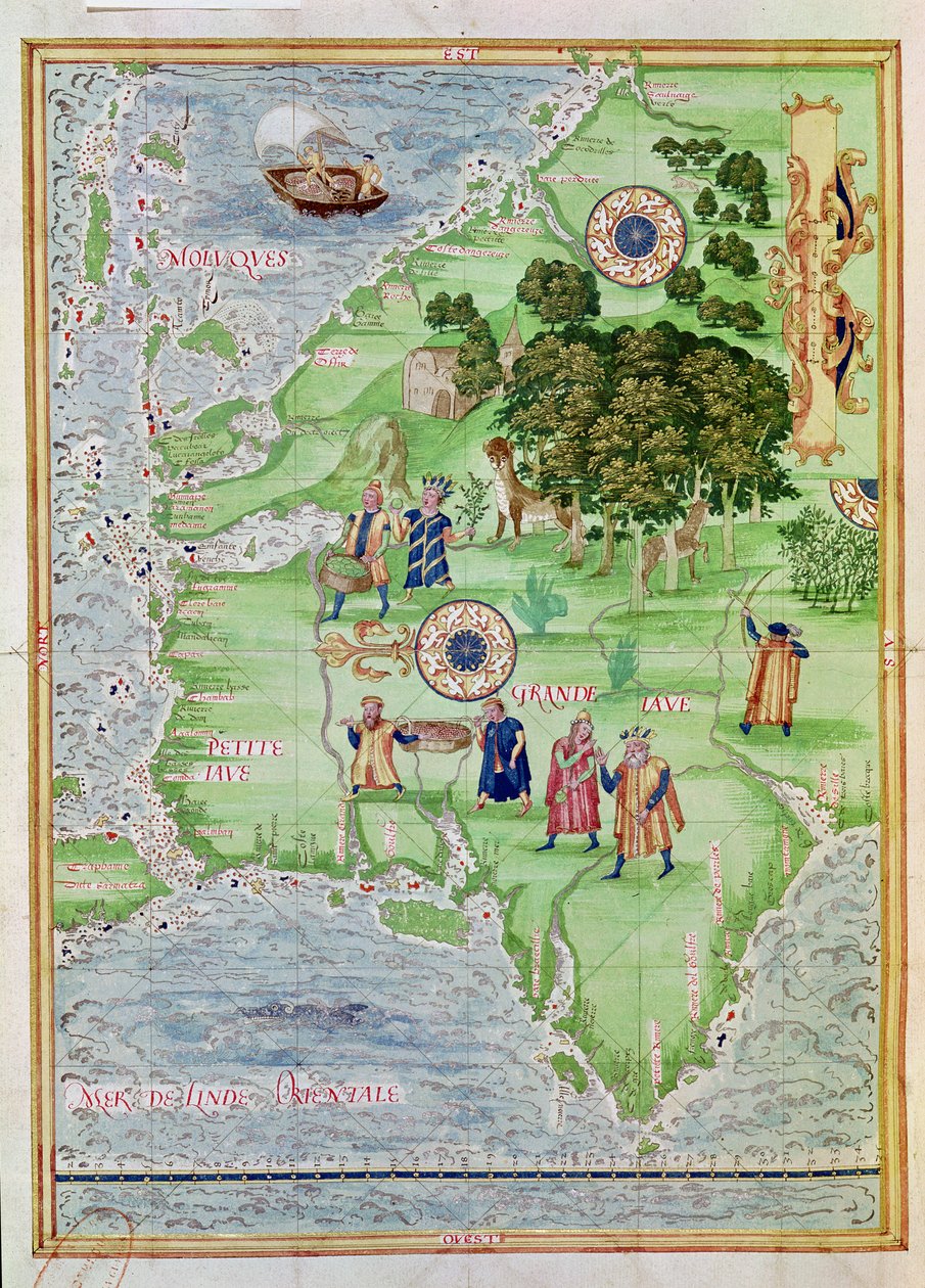 Fol.32v Moloccas的Spice Trade，来自&39;Cosmographie Universelle&39;，1555 作者 Guillaume Le Testu