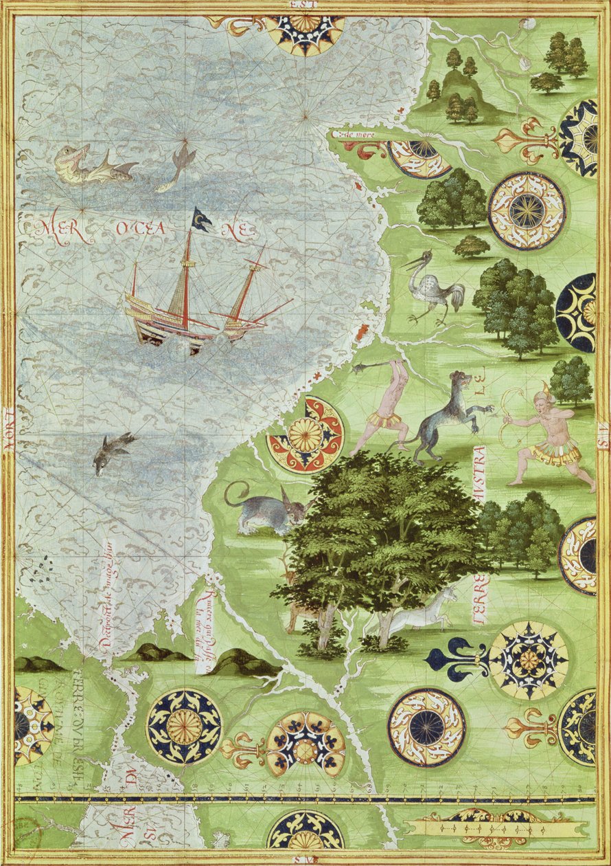 Fol.39v麦哲伦海峡地图，来自&39;Cosmographie Universelle&39;，1555 作者 Guillaume Le Testu