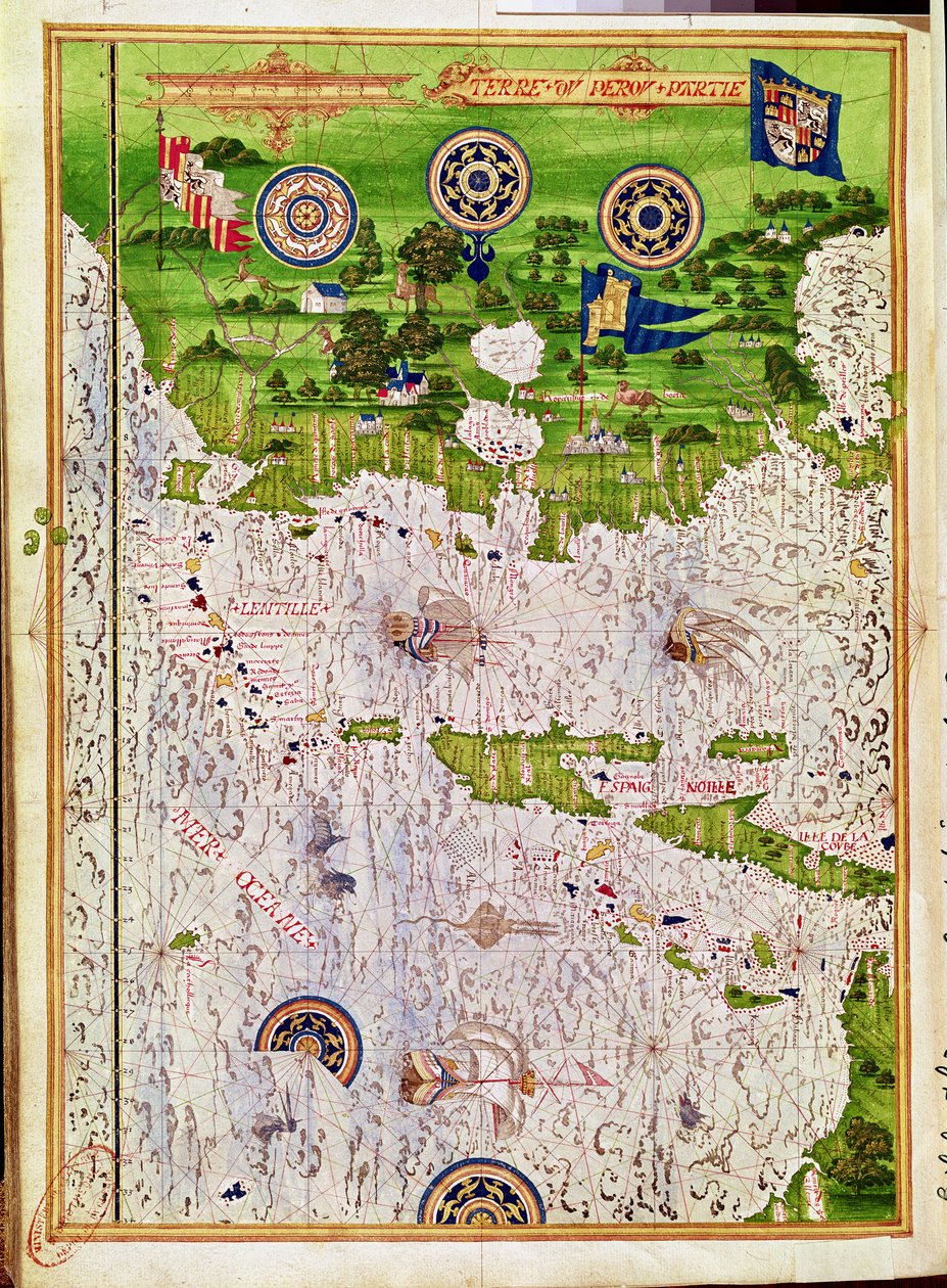 Fol.47v秘鲁地图，来自&39;Cosmographie Universelle&39;，1555 作者 Guillaume Le Testu