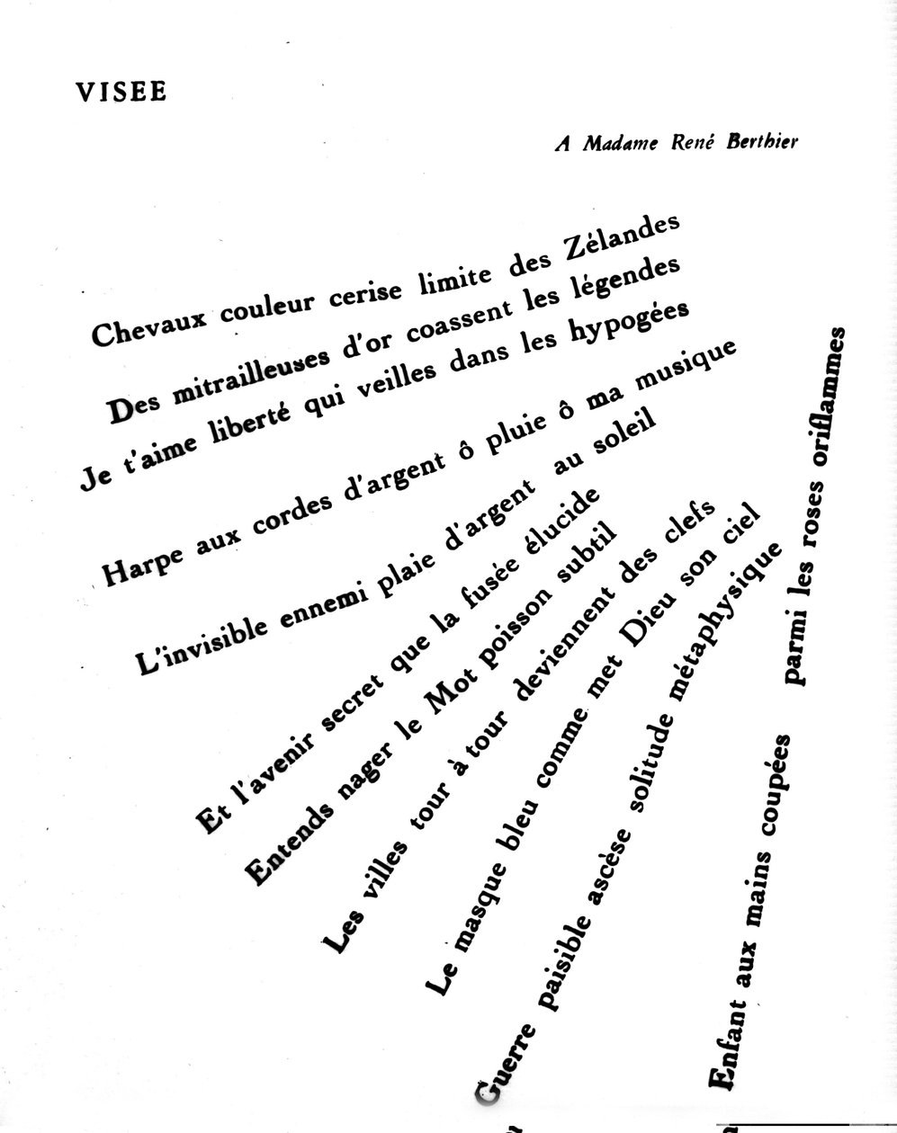 纪尧姆-阿波利奈尔（1880-1918）的书法作品："Visee"。 作者 纪尧姆·阿波利奈尔