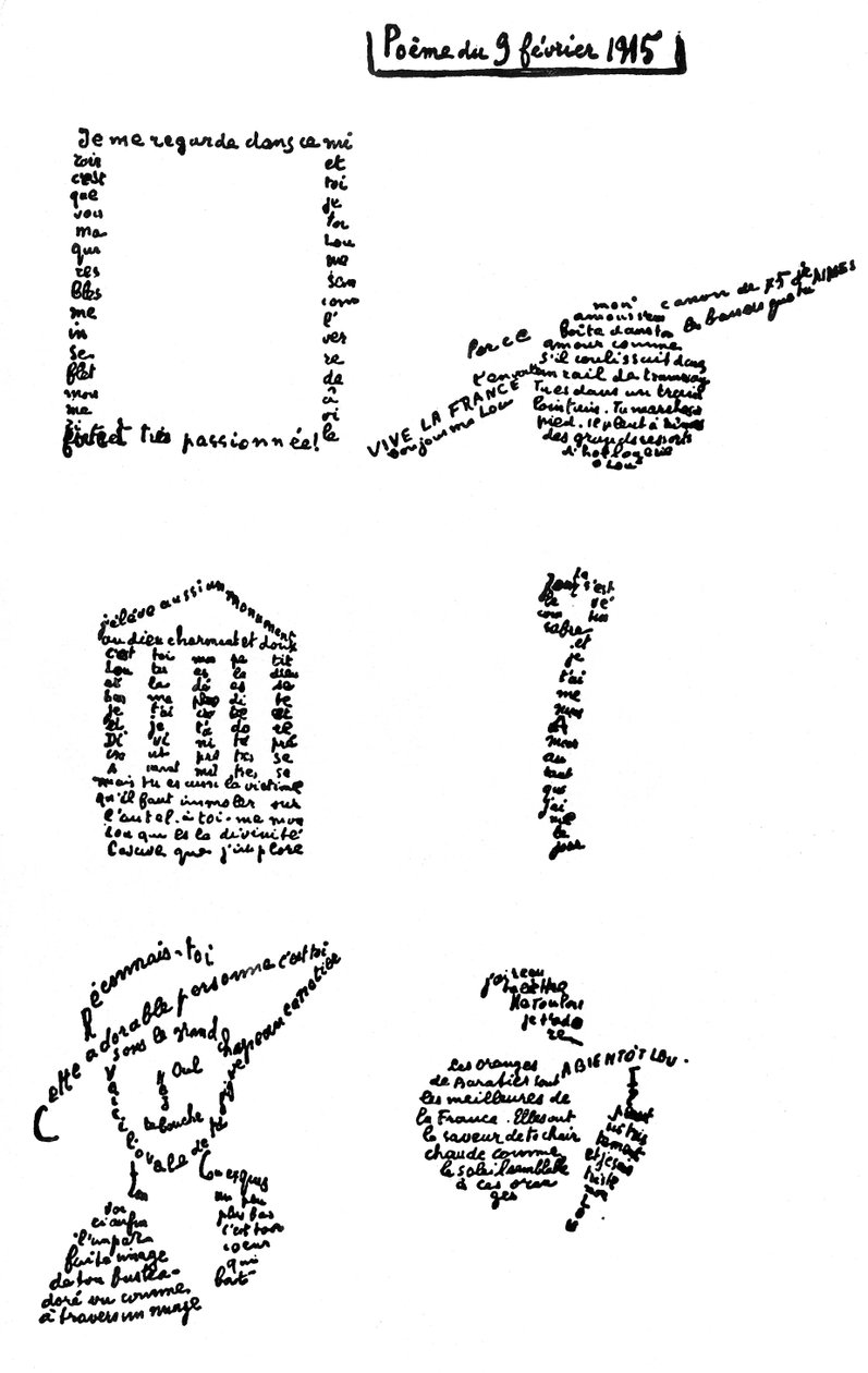 Calligram，诗，1915年2月9日 作者 纪尧姆·阿波利奈尔
