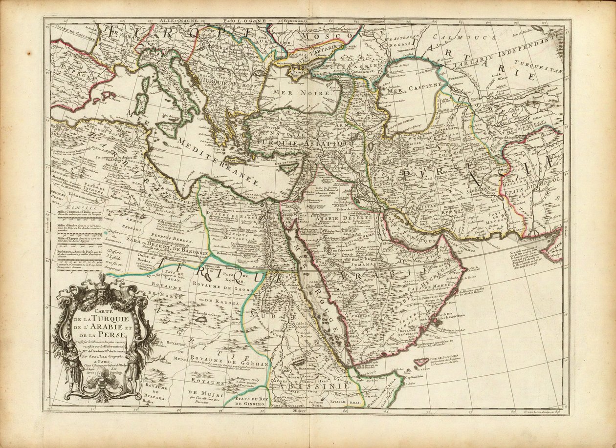 1701 年纪尧姆-德莱（Guillaume Delisle）绘制的奥斯曼帝国和波斯帝国地图（已裁剪 作者 纪尧姆·德利斯（Guillaume Delisle）