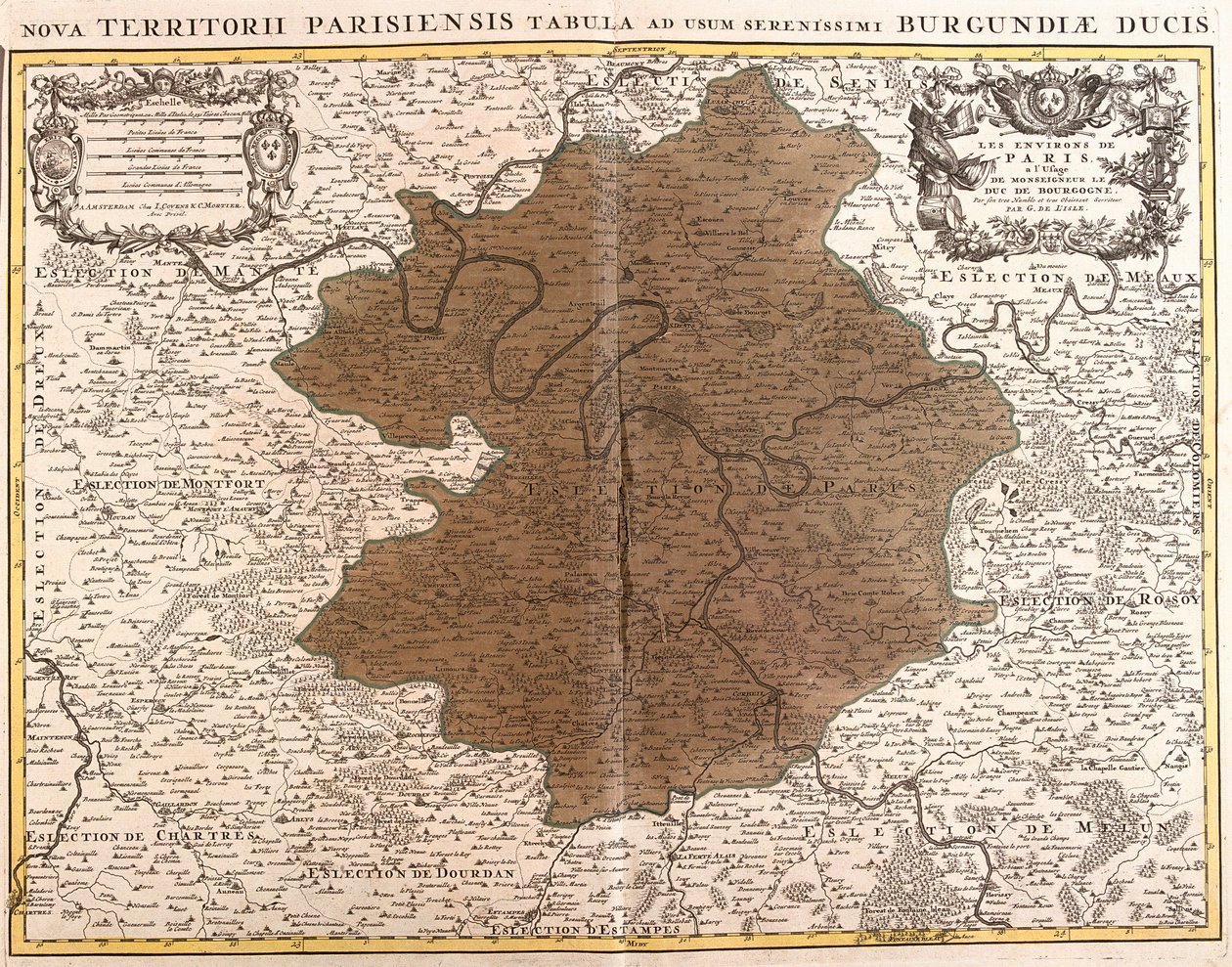 法兰西岛地图（蚀刻版） 作者 纪尧姆·德利斯（Guillaume Delisle）