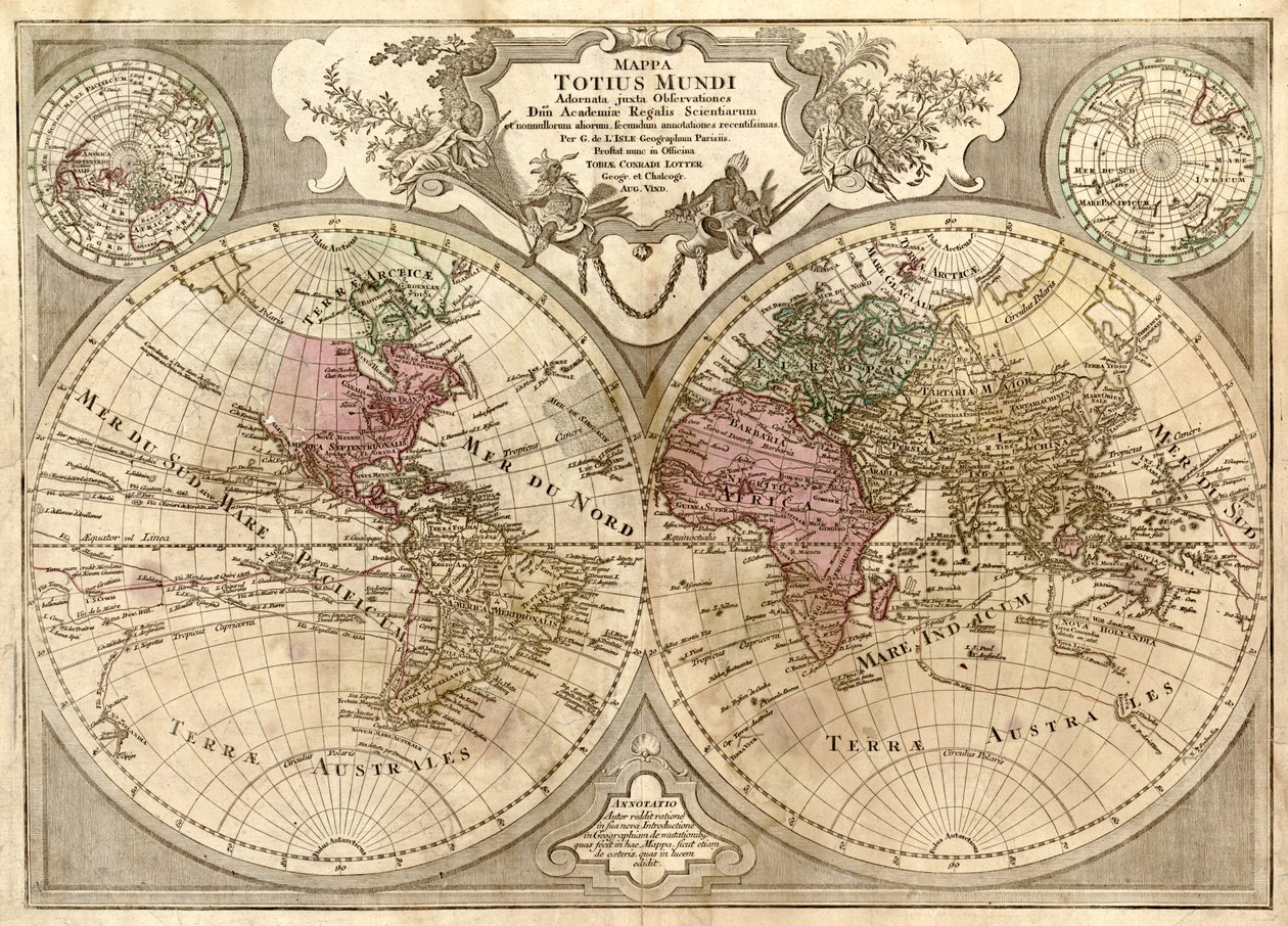 Mappa totius mundi - adornata juxta observationes dnn. Academiae regalis scientiarum et nonnullorum aliorum secundum annotationes recentissimas LOC 2006627254 作者 纪尧姆·德利斯（Guillaume Delisle）