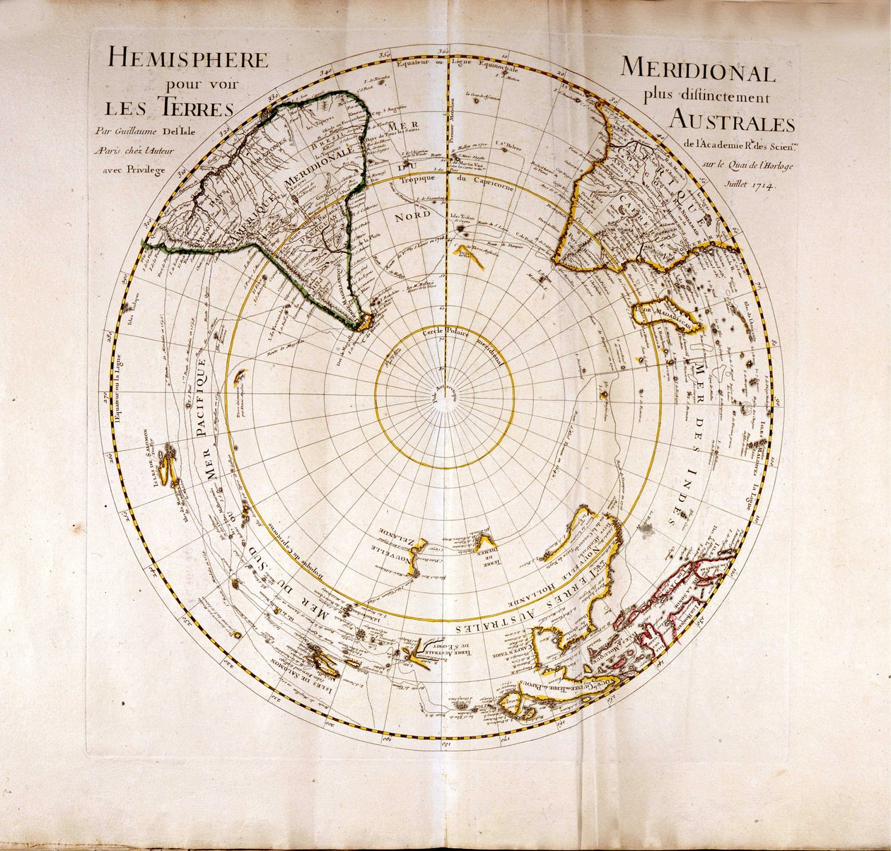 南（南极）极点图集》，作者是地理学家纪尧姆-德利斯勒（1675-1726）。 作者 纪尧姆·德利斯（Guillaume Delisle）