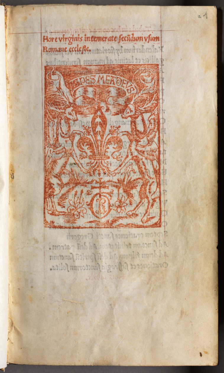 罗马使用小时印刷本：下。 1r，打印机马克，1510年。 作者 Guillaume Le Rouge