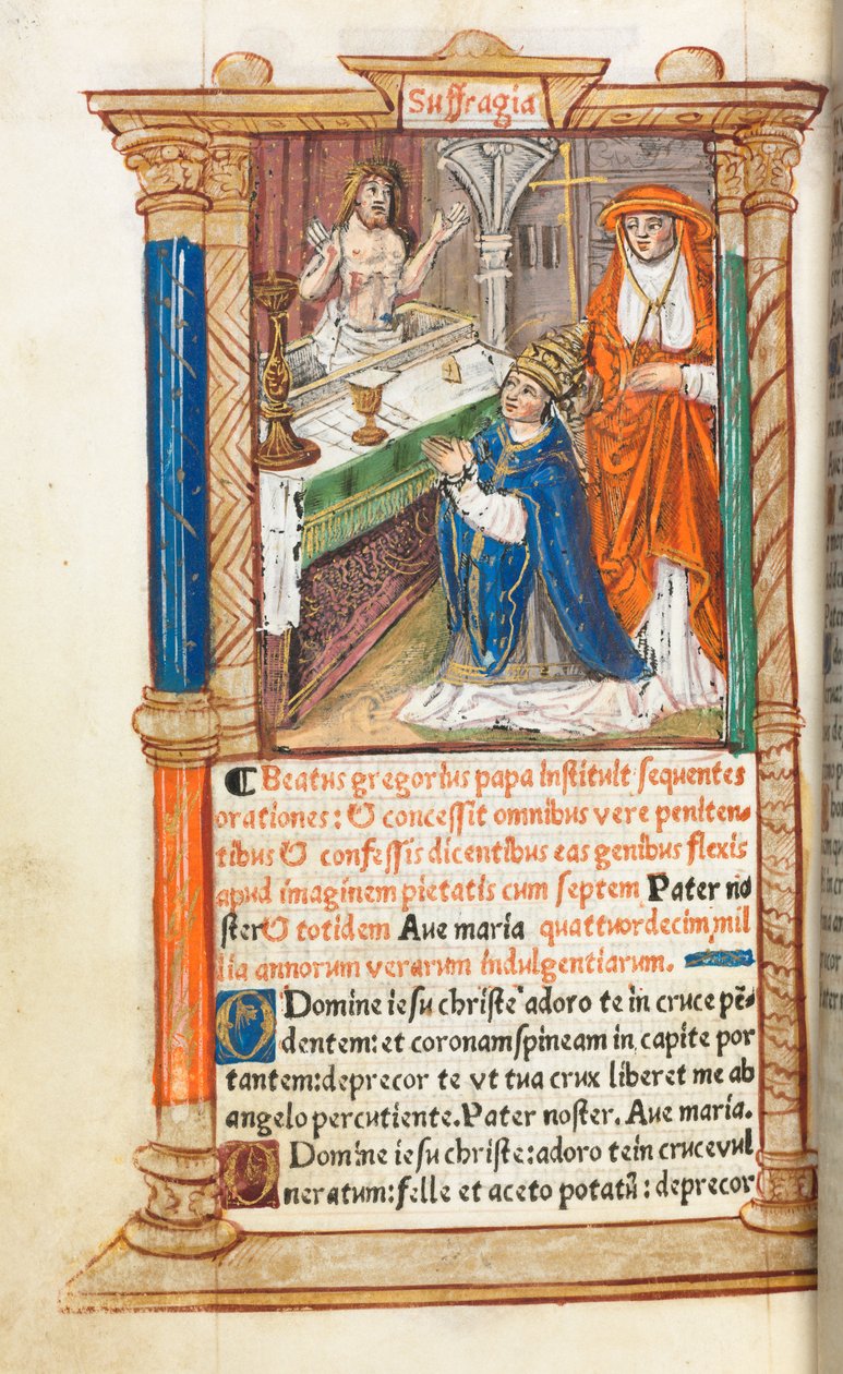 罗马的小时使用印刷书：fol。 96v，圣格雷戈里（Mass of St. Gregory），1510年。 作者 Guillaume Le Rouge