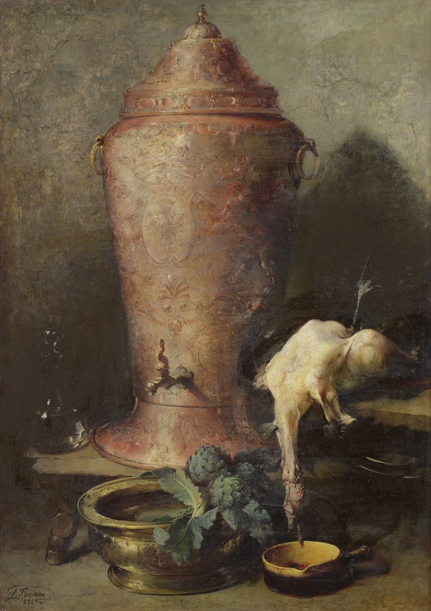 静物与喷泉，1894年 作者 纪尧姆·罗曼·富阿塞