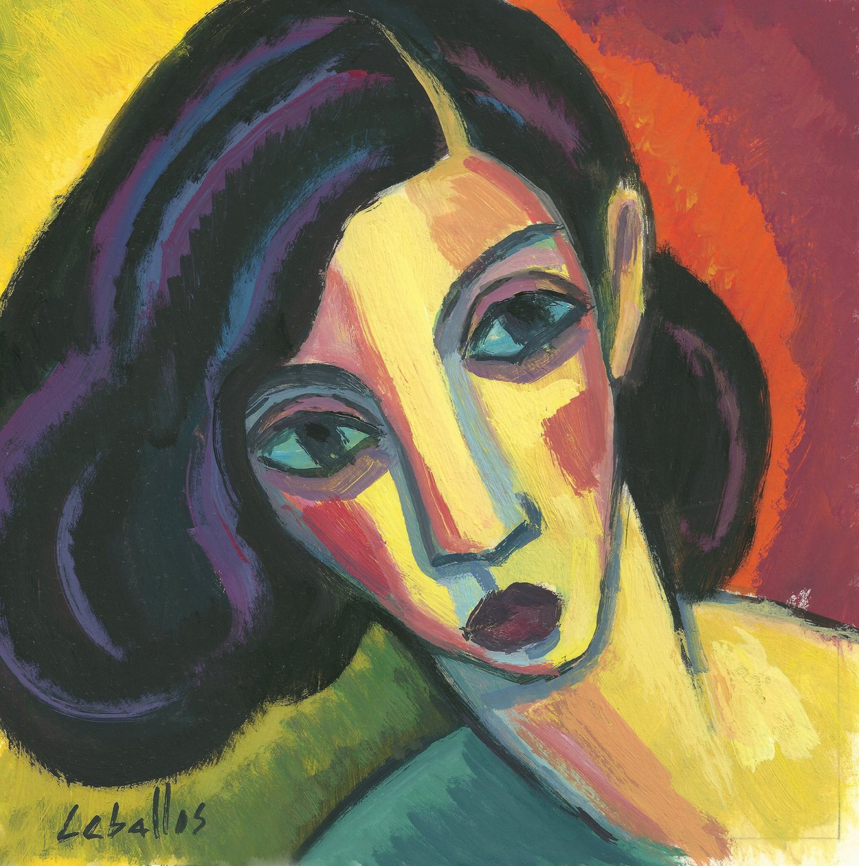 纸上的女人脸，2010 年（纸上水粉画） 作者 