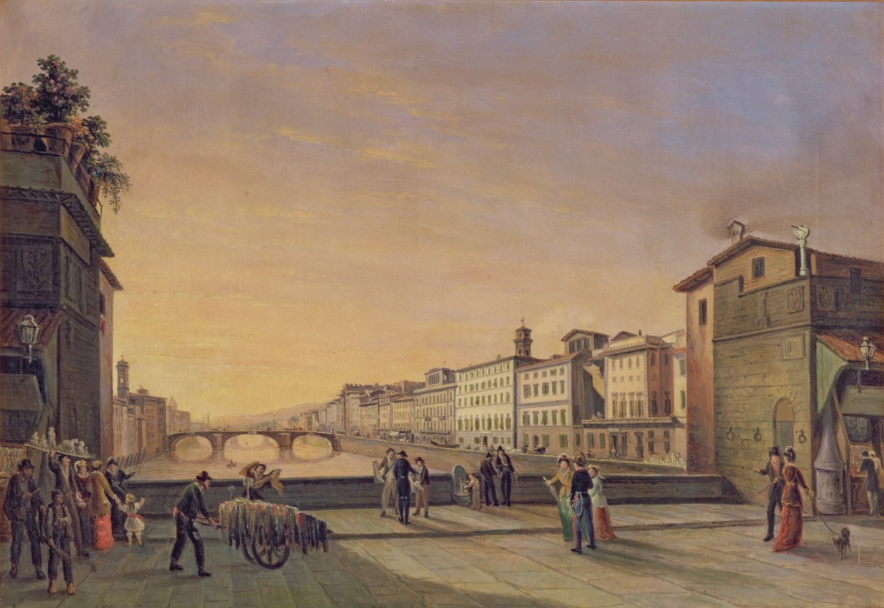 亚诺河的看法从Ponte Vecchio，佛罗伦萨的 作者 吉塞普·格拉拉迪