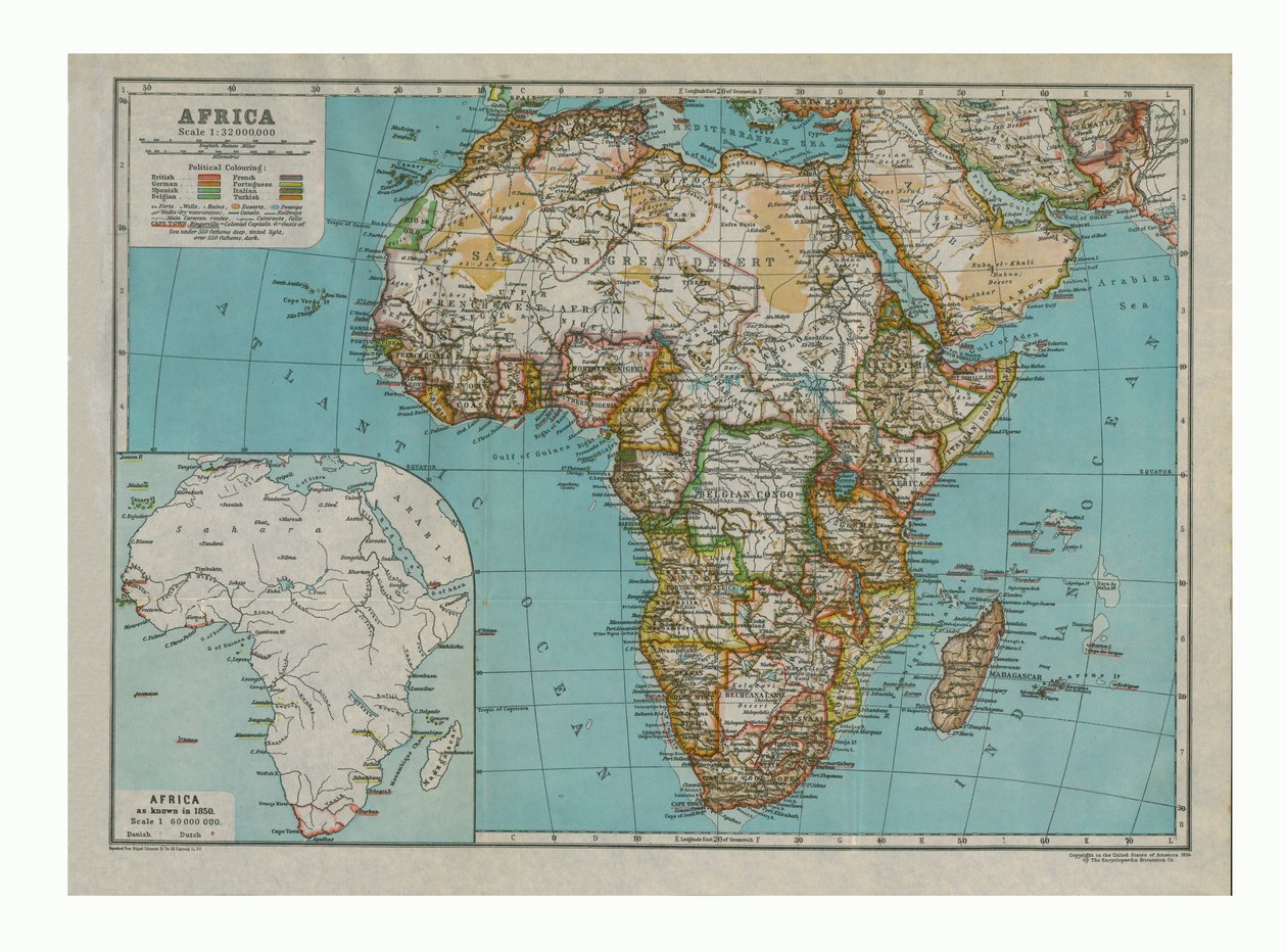 非洲地图，c1910 作者 海鸥雕刻公司