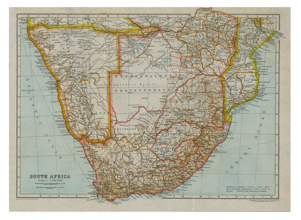 南非南部地图，c1910 作者 海鸥雕刻公司