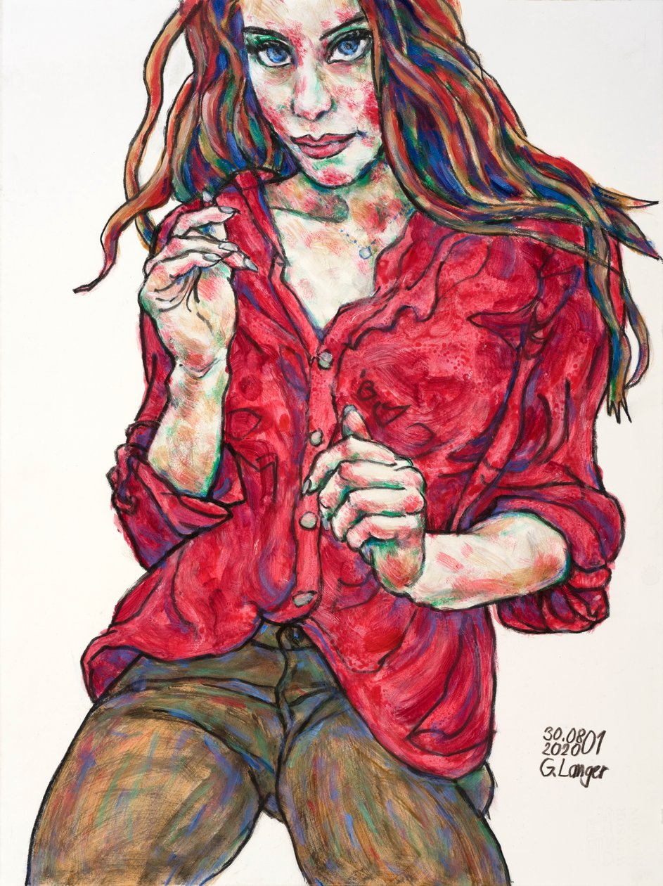 女人的画像，发送符号 作者 甘特·兰格