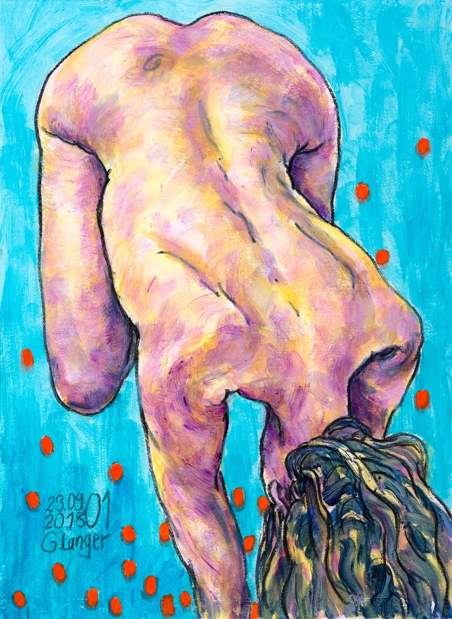 女性裸体，迷失在太空 作者 甘特·兰格