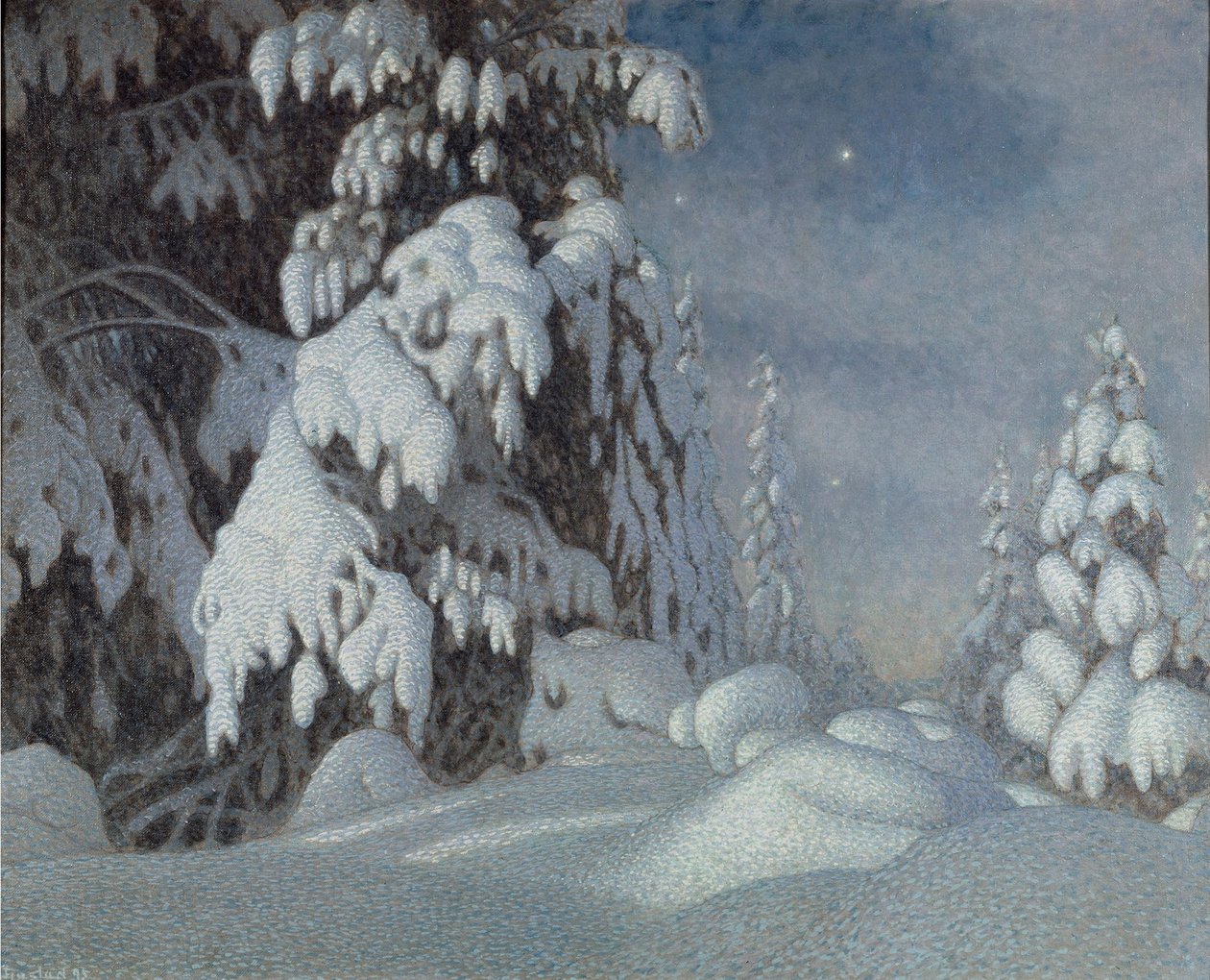 1895年的冬季月光 作者 古斯塔夫·菲亚斯塔德（Gustaf Fjaestad）