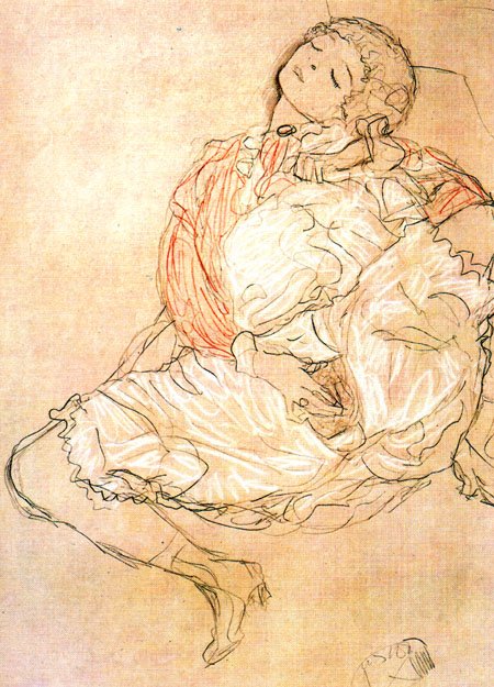 MasturbationnPortugues：Mulher sentada de coxas abertasnGerman：女人自慰 作者 古斯塔夫·克里姆特