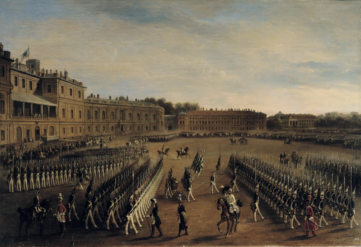 1847年保罗一世（1754-1801）时的游行 作者 古斯塔夫·施瓦茨（Gustav Schwarz）