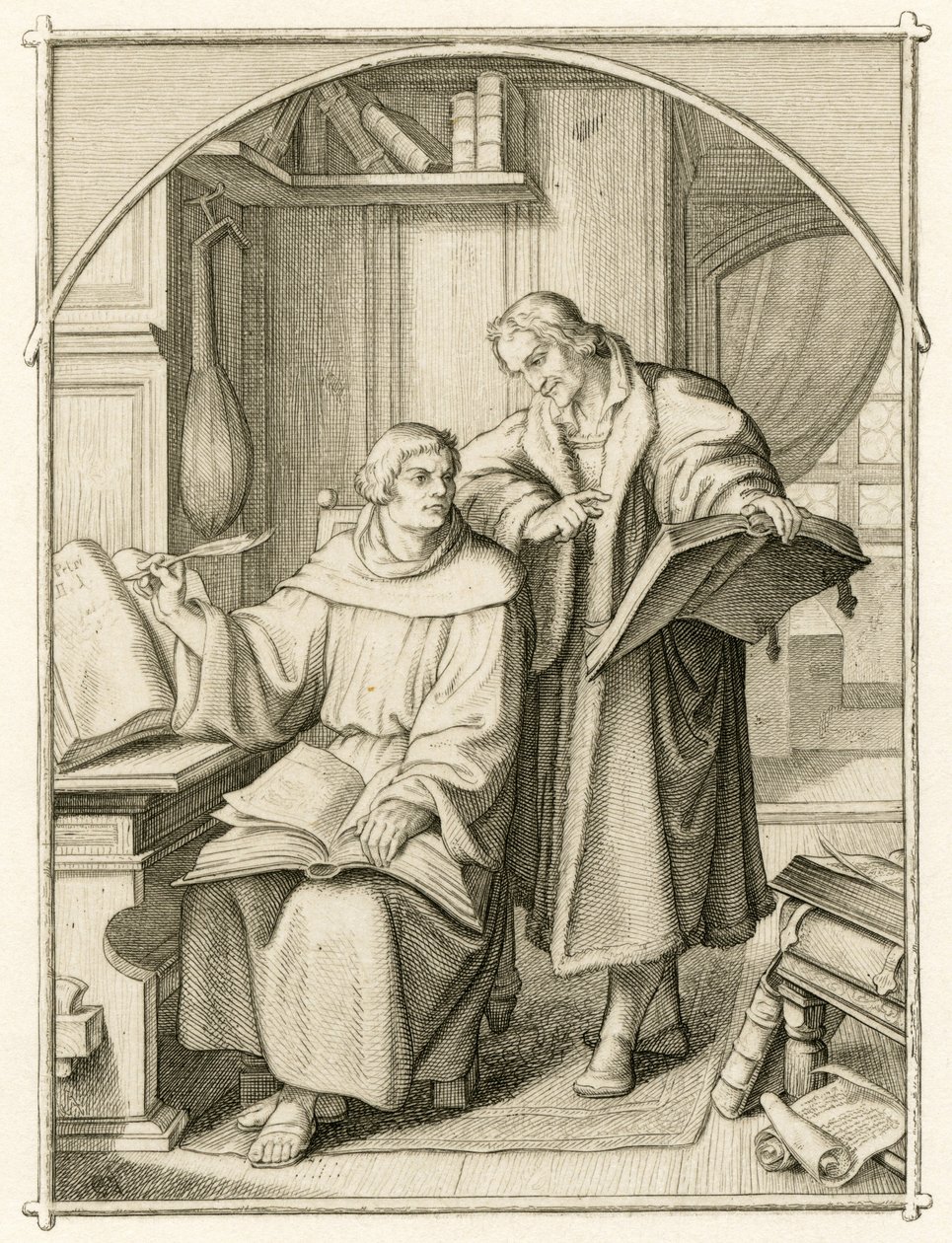 马丁-路德和菲利普-梅兰希顿（Philippe, Philippus Melanchthon 作者 古斯塔夫·费迪南德·利奥波德·科尼格