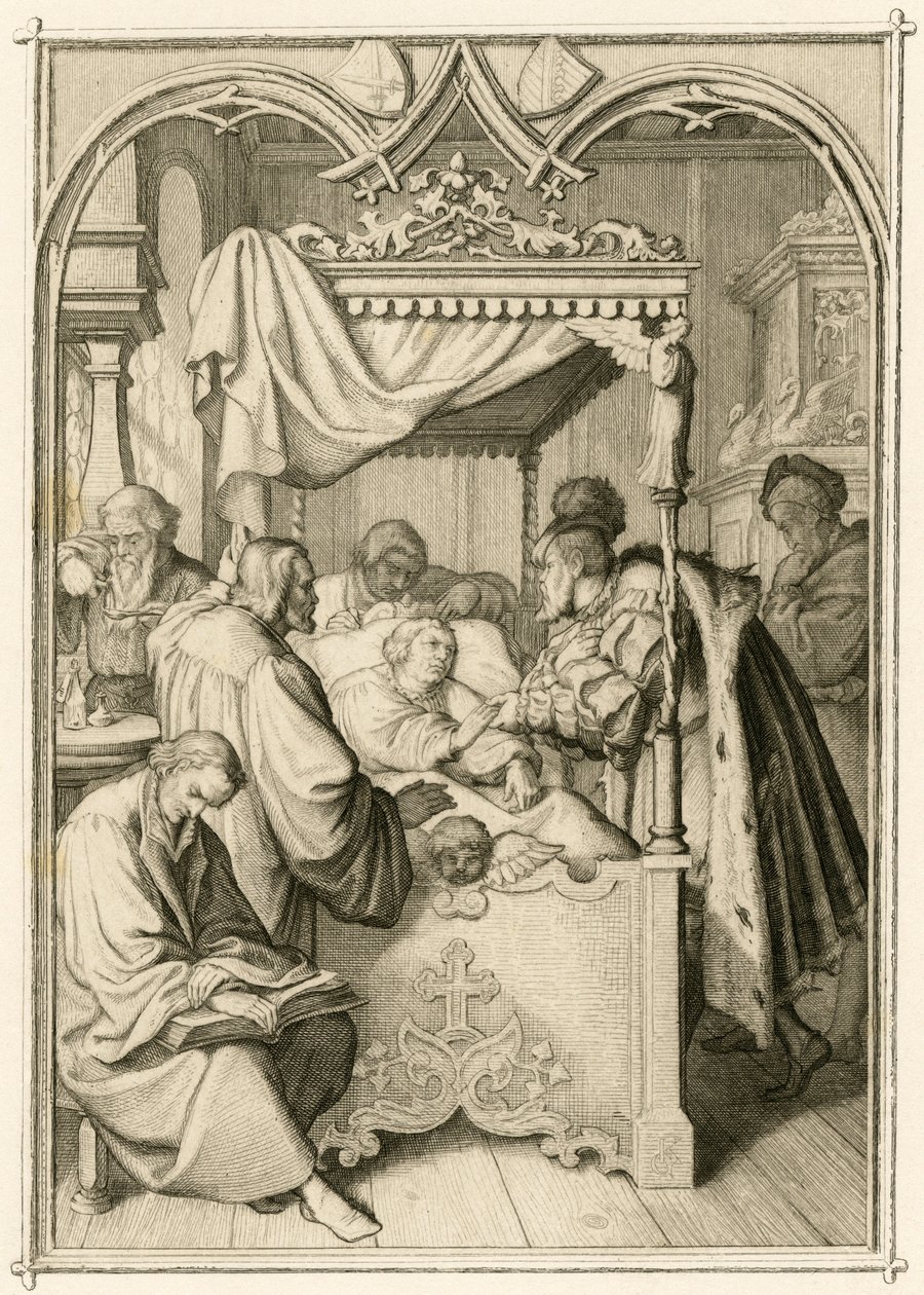 马丁-路德病重，选帝侯约翰-弗里德里希（Johann Frederic Ier de Saxe 作者 古斯塔夫·费迪南德·利奥波德·科尼格