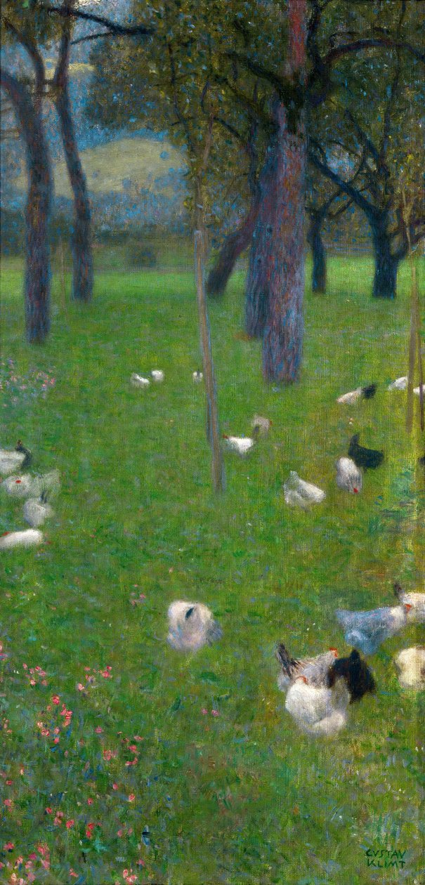 雨后的花园，圣阿加莎的鸡，1898年 作者 古斯塔夫·克里姆特