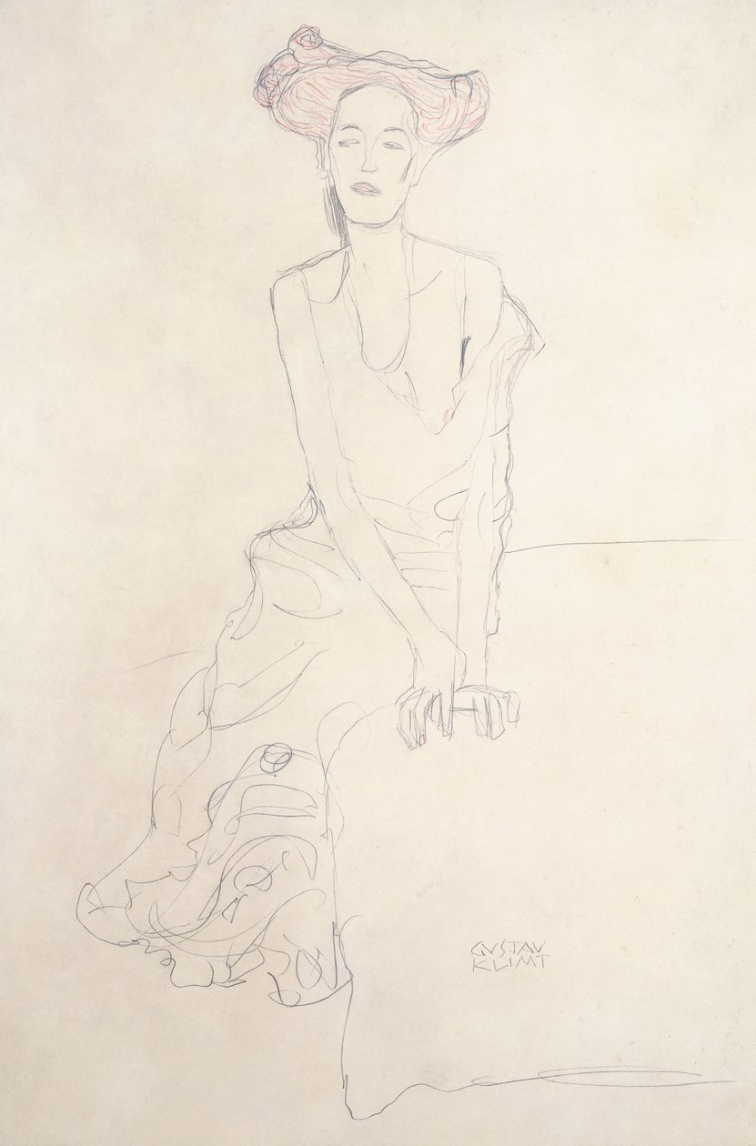 少女奥格·鲁胡贝特（Aug Ruhubeit），用自己的双手养活自己，1908年 作者 古斯塔夫·克里姆特