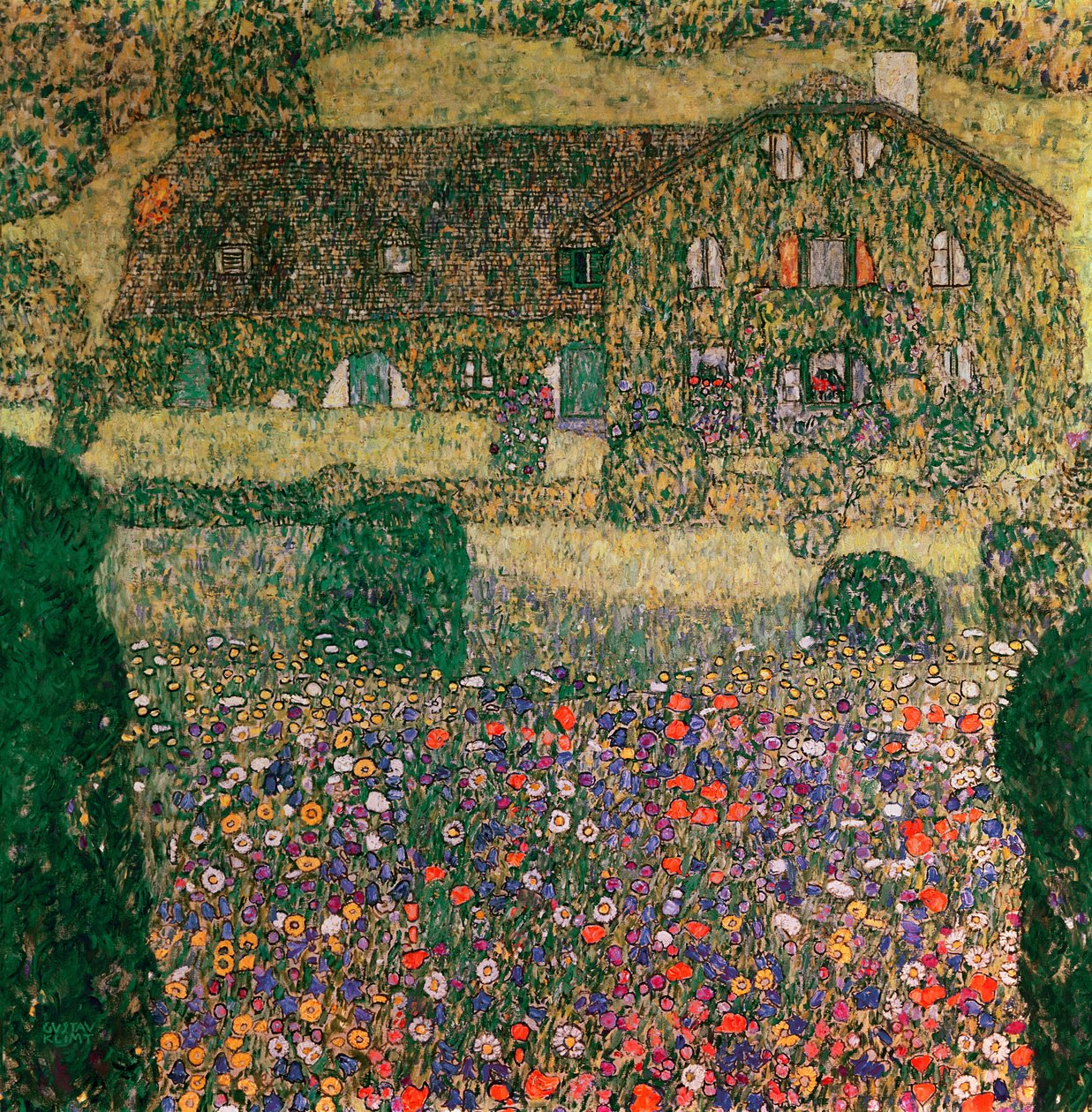 乡间别墅由Attersee，c.1914 作者 古斯塔夫·克里姆特