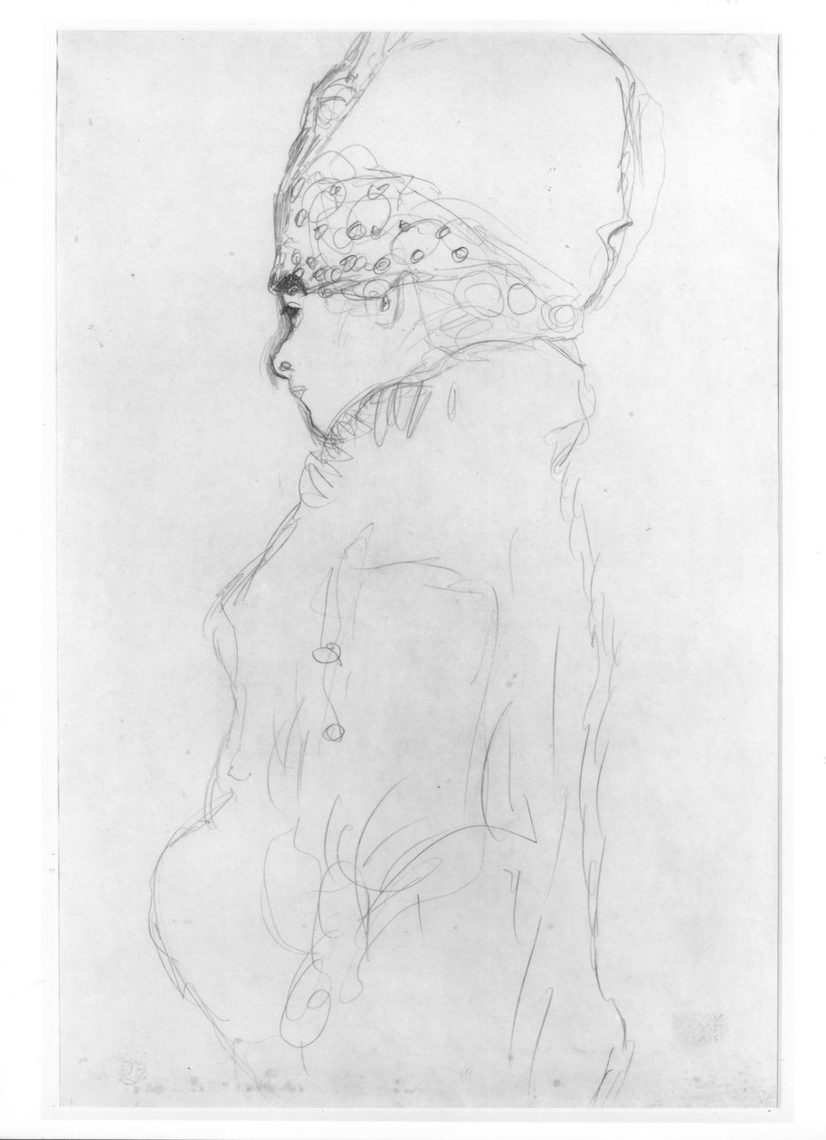 高大的帽子女士，1917年， 作者 古斯塔夫·克里姆特
