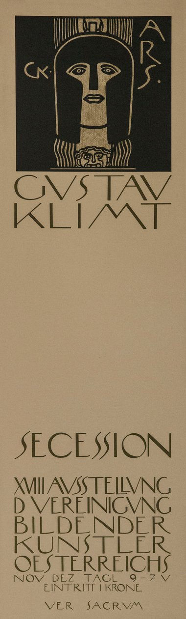 1903年第十八届维也纳分裂国家展览的海报。 作者 古斯塔夫·克里姆特