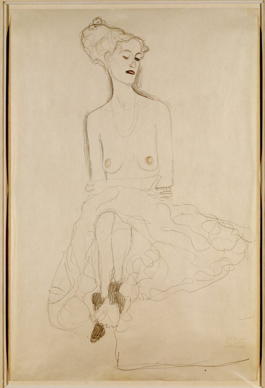 坐着的女人，1908年 作者 古斯塔夫·克里姆特