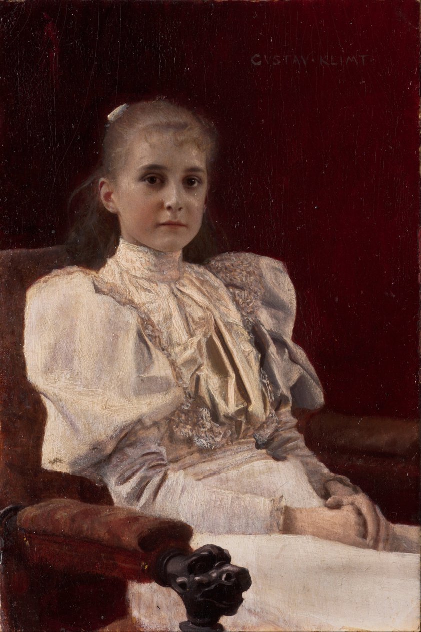 坐着的年轻女孩，1894年 作者 古斯塔夫·克里姆特