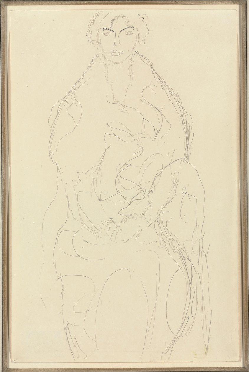 从正面坐着的女人，约1917-18年 作者 古斯塔夫·克里姆特