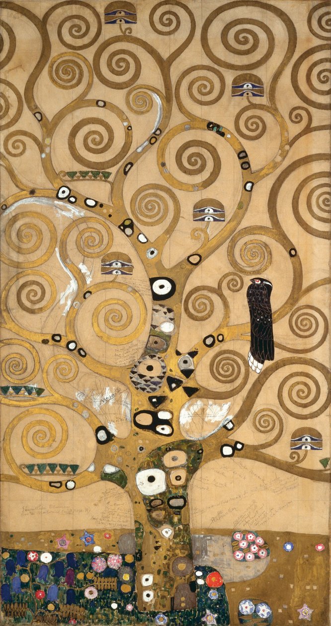 比利时布鲁塞尔斯托克莱宫楣画草图（纸面水彩和铅笔画） 作者 古斯塔夫·克里姆特