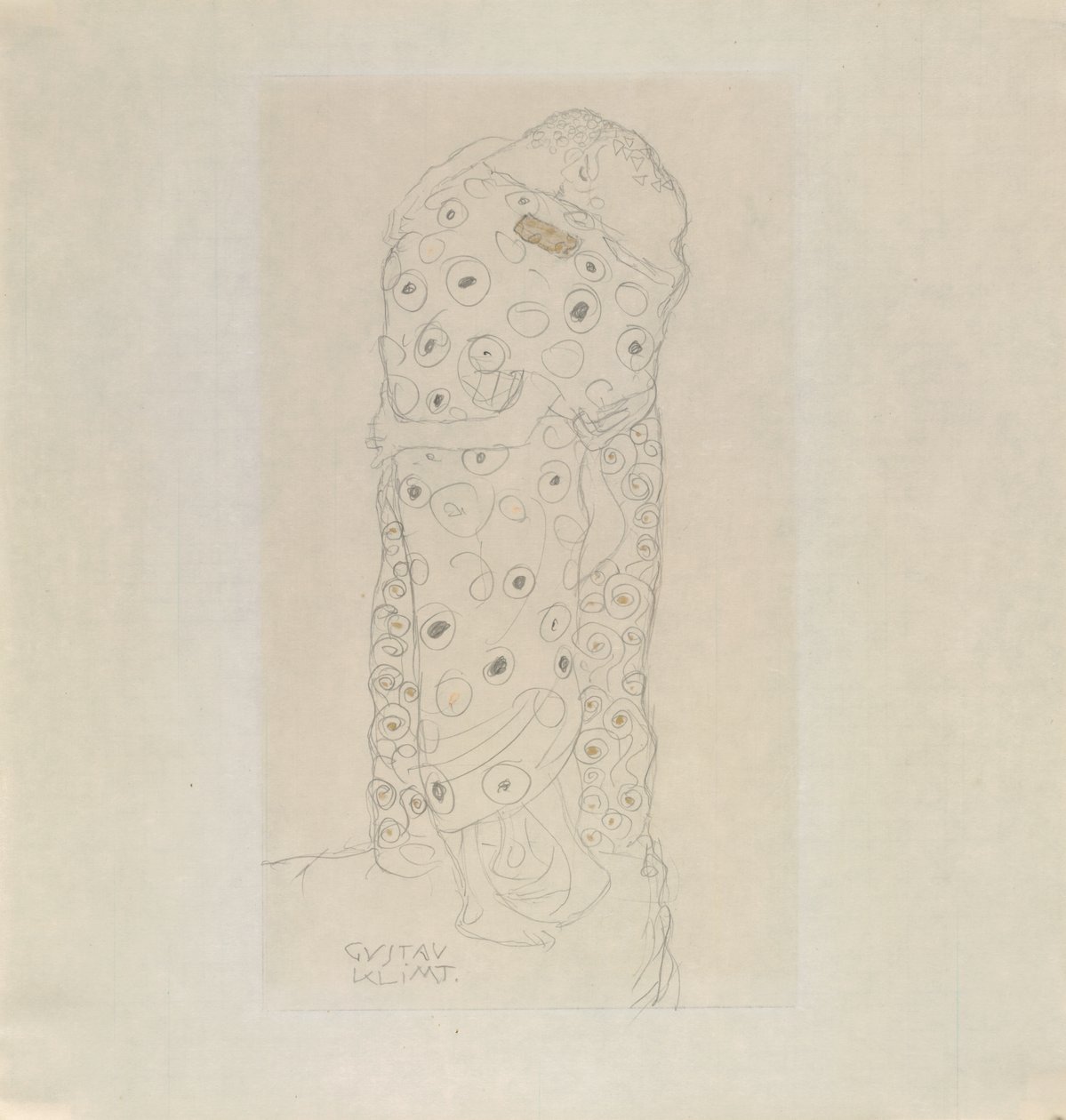 站立的恋人对，1907-1908年。 作者 古斯塔夫·克里姆特