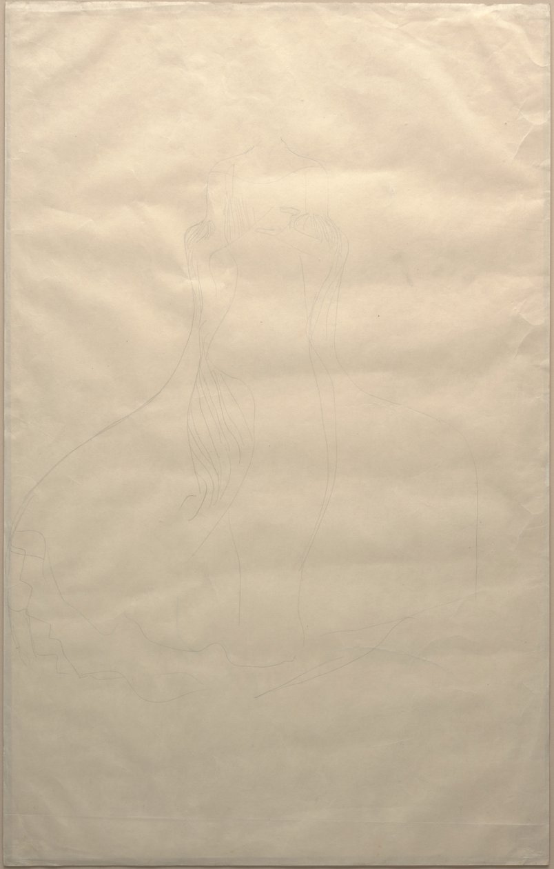 研究阿黛尔·布洛赫·鲍尔（Adele Bloch-Bauer）的着装，c.1903年（纸上铅笔） 作者 古斯塔夫·克里姆特