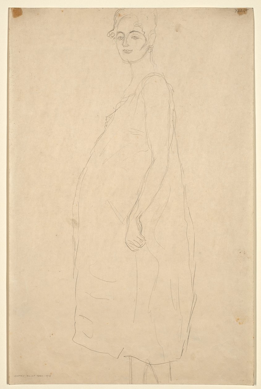 着装孕妇研究》，约 1915-16 年（铅笔，日本纸） 作者 古斯塔夫·克里姆特