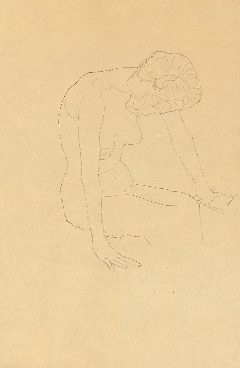 研究女性裸体，c.1908-1909 作者 古斯塔夫·克里姆特