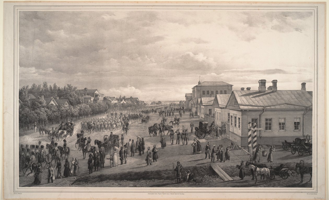 骑士骑士游行通过克拉斯诺耶·塞洛，1848年 作者 古斯塔夫·施瓦茨（Gustav Schwarz）