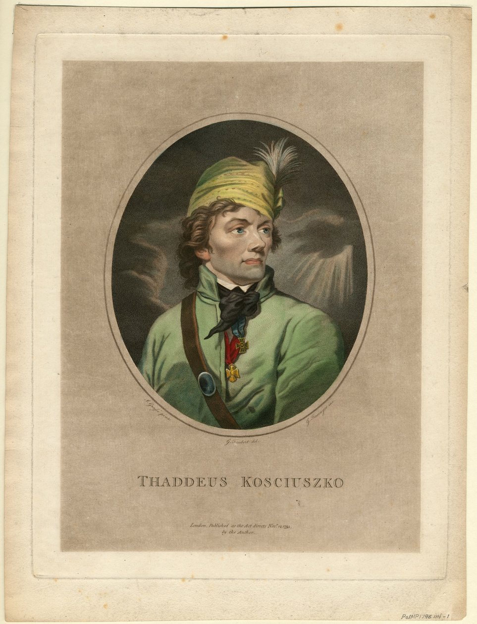 塔德乌斯·科西乌斯科（Tadeusz Kosciuszko）的肖像1746-1817，1795年 作者 古斯塔夫·陶伯特