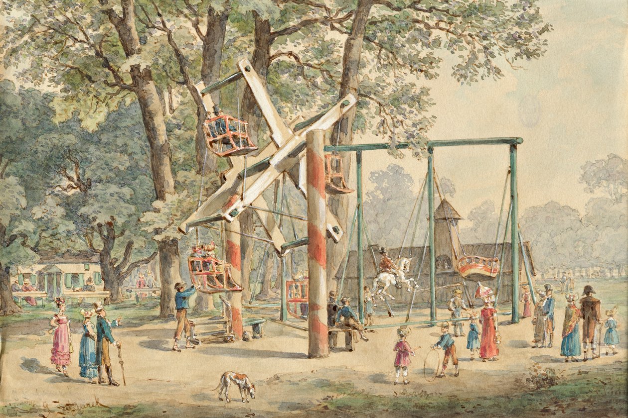 维也纳 Wurstelprater 广场上的卷轴舞和摇摆舞 作者 古斯塔夫·扎法雷克（Gustav Zafaurek）
