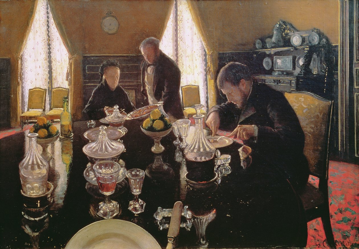 午餐会，1876年 作者 古斯塔夫·卡耶博特