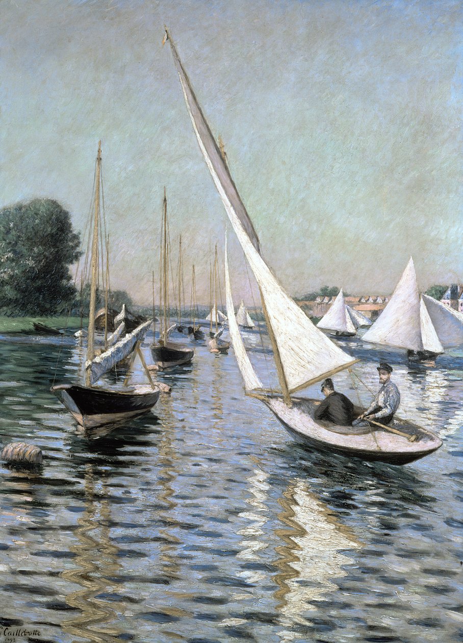 帆船赛在Argenteuil，1893年 作者 古斯塔夫·卡耶博特