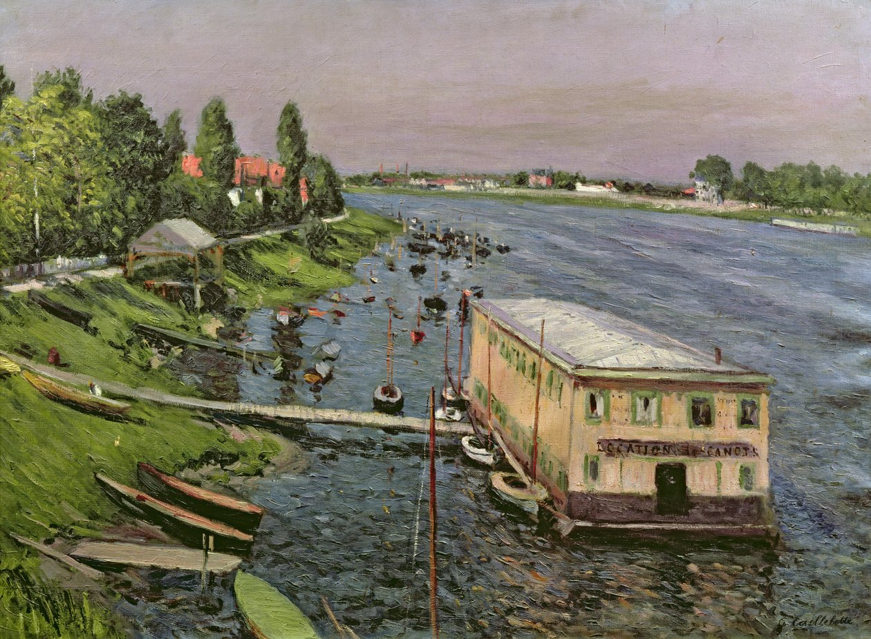 Argenteuil的Pontoon，c.1886-87 作者 古斯塔夫·卡耶博特
