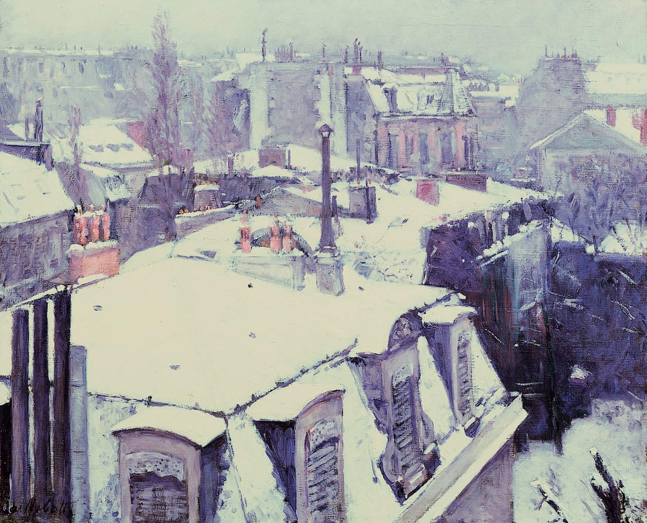 屋顶（雪效果）或屋顶在雪下的看法，1878年 作者 古斯塔夫·卡耶博特
